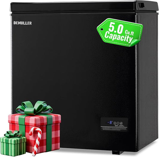 Chest Freezer with Electronic Panel, Accurate Temperature Display to 1 â 5.0 Cu.ft Deep Freezing Machine with 2 Removable Baskets Suitable for Home Kitchen Apartment