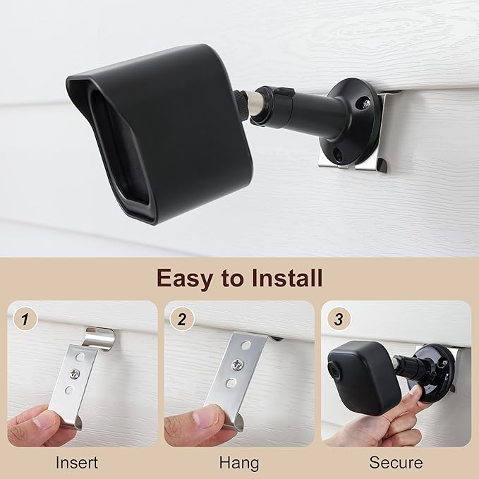 Antimbee No Damage Siding Hooks, 16 Pack Vinyl Clips Hooks for Outdoor Camera, No-Hole Wall Hook Mount String Lights Garland Wreaths Signs Plants, Weatherproof Stainless Steel for Patio, Porch