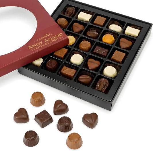 ANDY ANAND CHOCOLATIER Sugar Free Belgian Chocolate Truffles - Delicious Handmade Chocolate Assortments Gift Box, Sweetened With Natural Stevia, Perfect as Chocolate Gifts For Women (25 Pieces, 11.11 Oz)