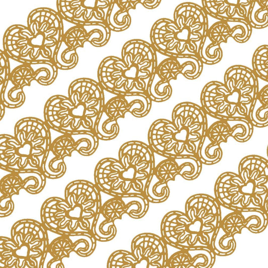 Funshowcase Large Pre-Made Ready to Use Edible Cake Lace Love Heart 14-inch 5-piece Set Golden