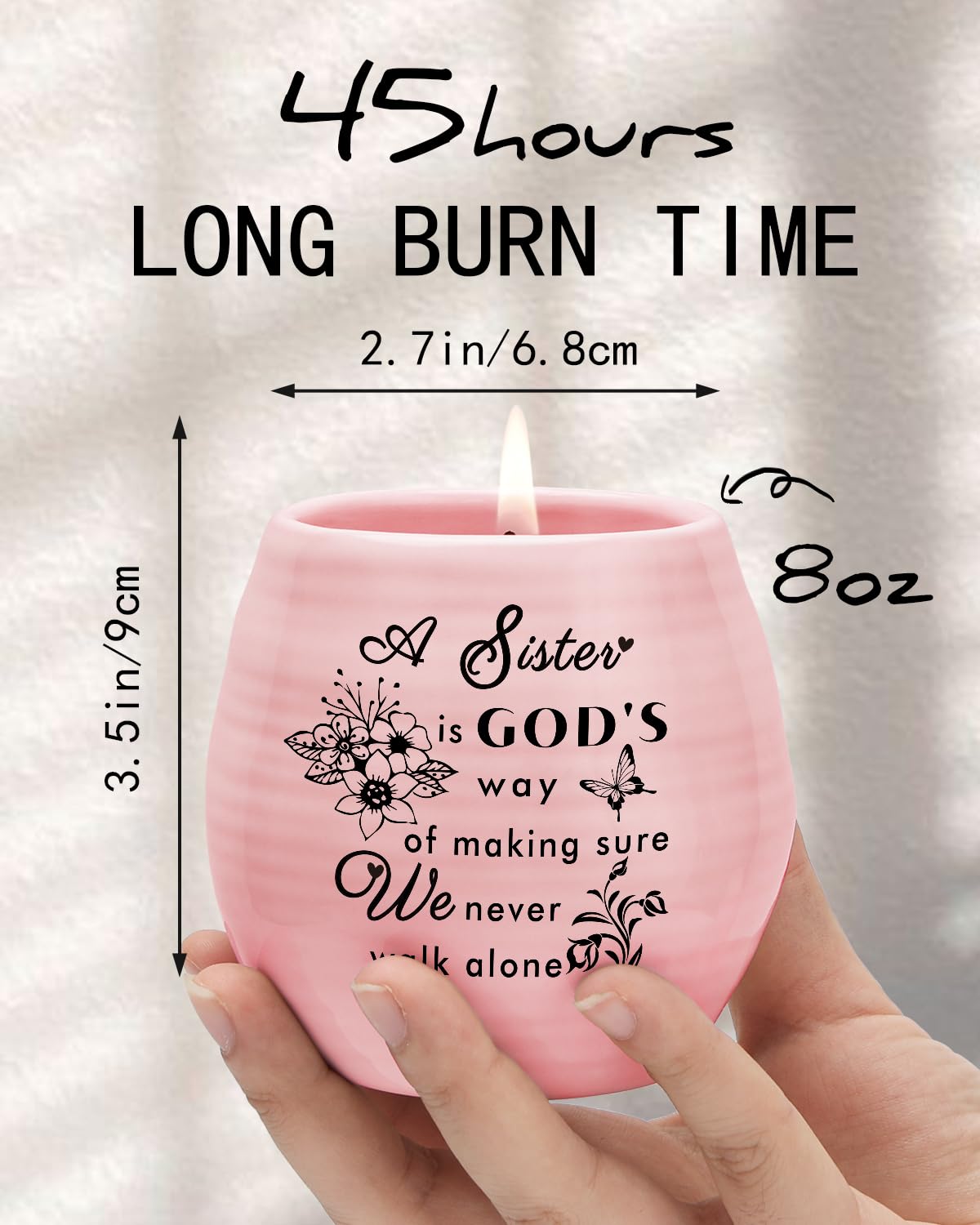 Sister Birthday Gifts, Sisters Gifts from Sister Brother, Handmade Ceramic 8oz Soy Wax Lavender Scented Candles, Sisters Candle Gift for Best Friend BFF Bestie