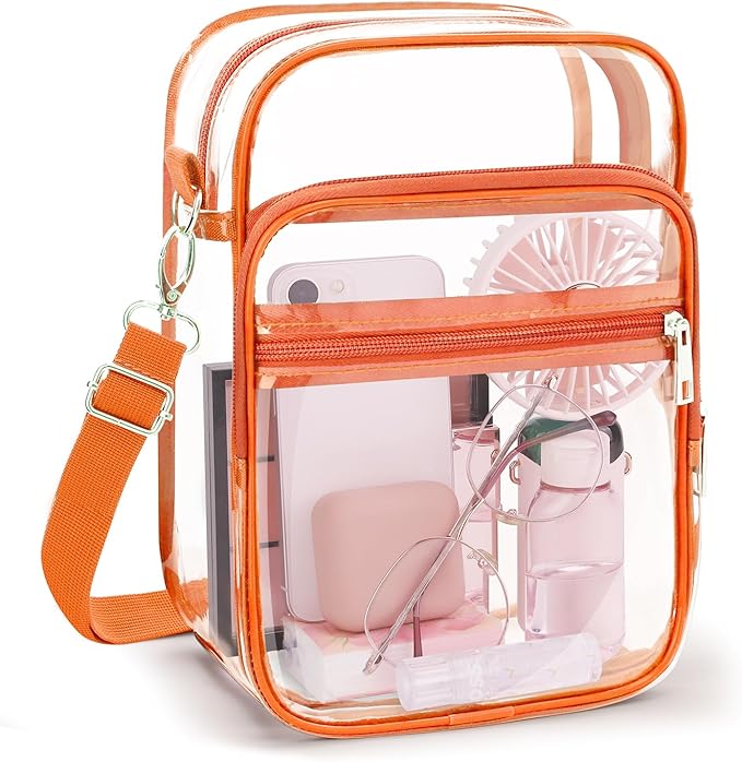 Blvornl Clear Crossbody Bag with Adjustable Shoulder Strap, Stadium Approved PVC Purse Bag, Messenger Bag