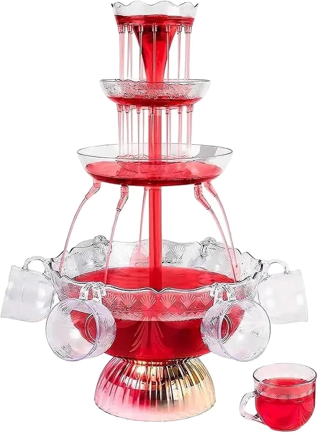 3-Tier Electric Cocktail Fountain Drink Machine with LED Base & 5 Cups – Perfect for Champagne Wine Beer and Juice at Weddings Parties & Celebrations