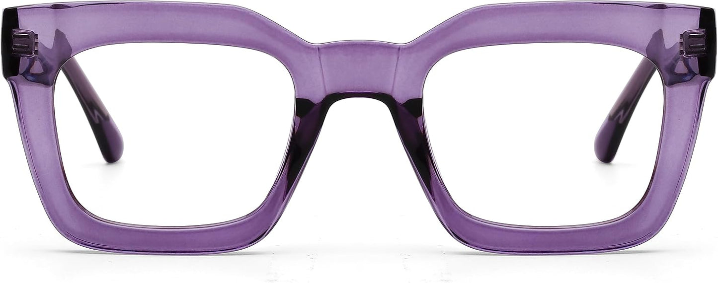 AQWANO Stylish Blue Light Reading Glasses Women, Fashion Oversized Square Designer Readers Computer Eyeglasses