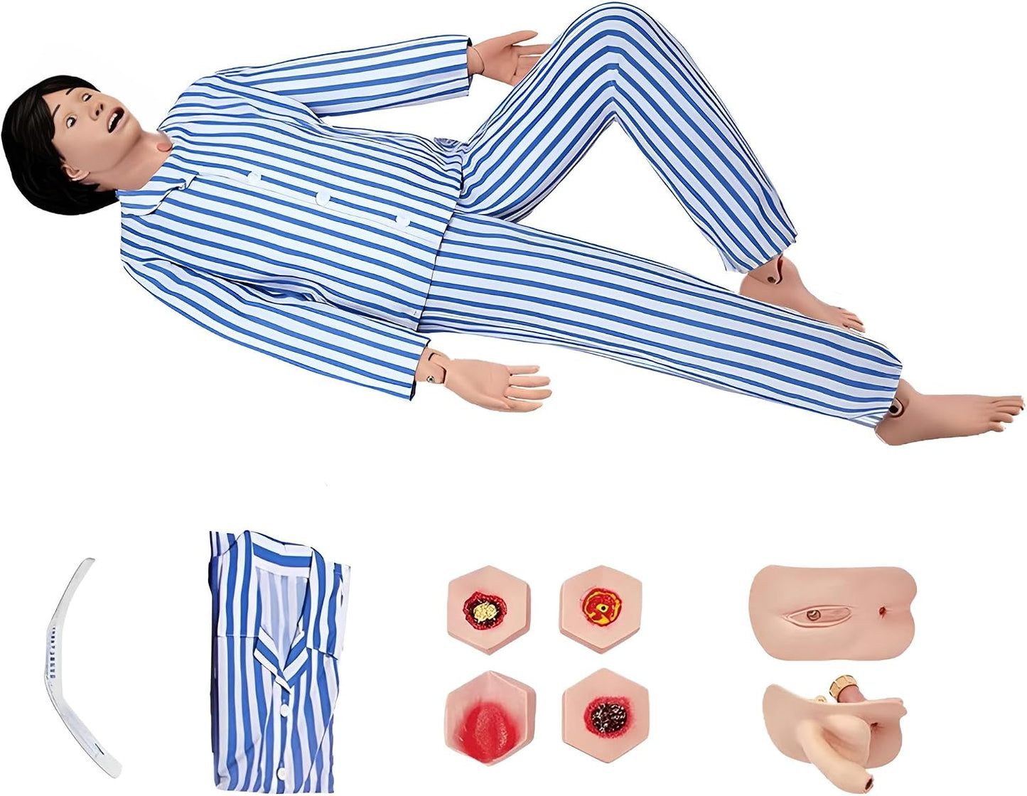 Geriatric Training Manikin Patient Care Skills Mannequin with Interchangeable Genitals and Bedsore Modules for Nursing Medical Training Teaching Medical Supplies,Female