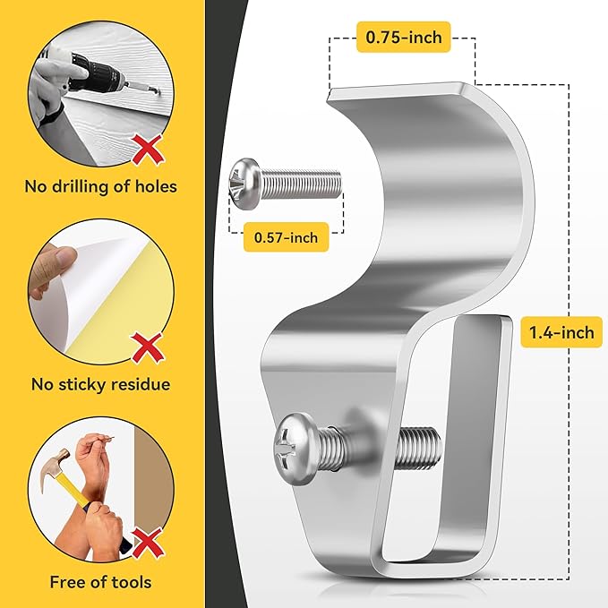 Cozcty Vinyl Siding Hooks, 8 Pack No Drilling Siding Clips to Hang Outdoor Things, Stainless Steel Heavy Duty Wreath Hanger for Front Door, Screw Camera Mount Clips for Outside String Lights