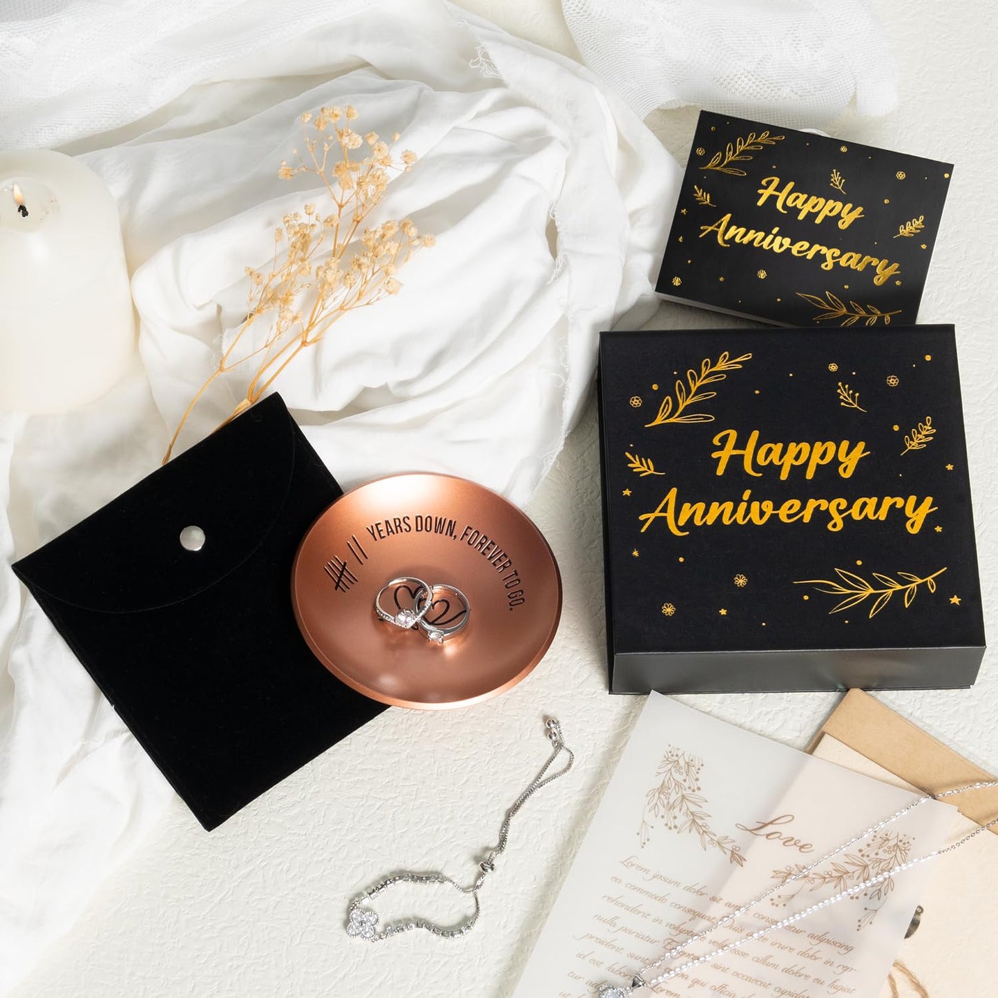 PuGez 7 Year Anniversary Copper Gifts for Her/Him, 7th Wedding Anniversary for Wife Husband, 4" Ring Holder Dish Jewelry Tray - Unique Decoration Ideas Copper Gift for Men Women Couple