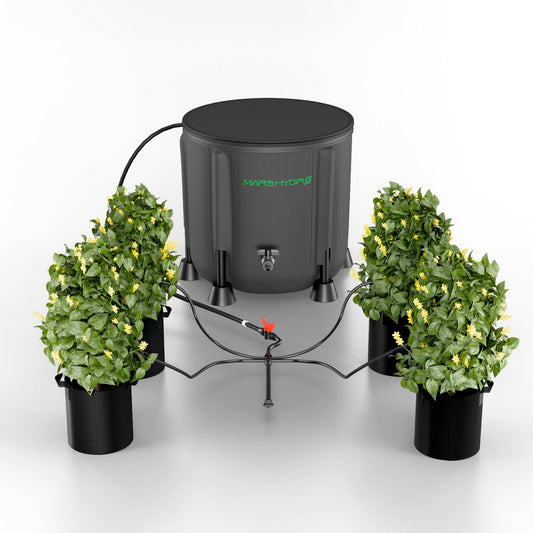 MARS HYDRO Auto Drip Irrigation Kits with 13 Gallon Foldable Bucket, 24W Upgraded Water Pump, 8 Drip Emitters, Garden Watering System for Grow Tent Indoor, Lawn, Greenhouse, Yard