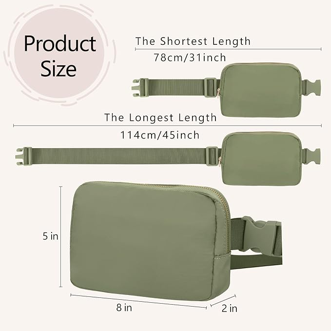 VOROLO Fanny Pack For Women And Men Crossbody Bag Belt Bag with Adjustable Strap Graduation Gifts Khaki Green