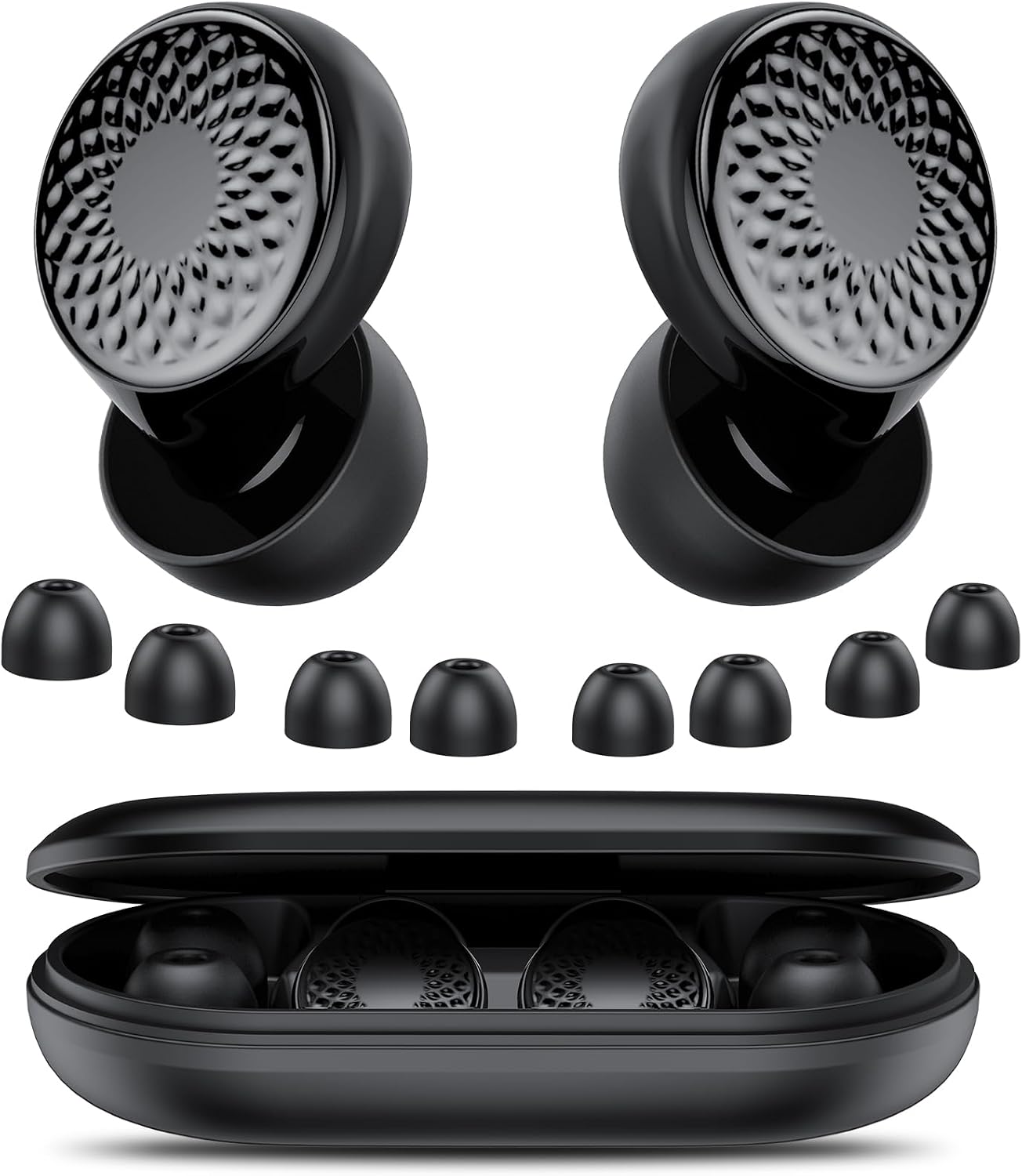 Ear Plugs for Sleeping Noise Cancelling, 50dB Soft Earplugs for Concert, Reusable Ear Plugs for Noise Reduction with Case & 8 Eartips, for Sleeping, Concert, Working, Studying, Traveling (Black)