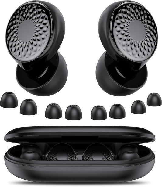 Ear Plugs for Sleeping Noise Cancelling, 50dB Soft Earplugs for Concert, Reusable Ear Plugs for Noise Reduction with Case & 8 Eartips, for Sleeping, Concert, Working, Studying, Traveling (Black)