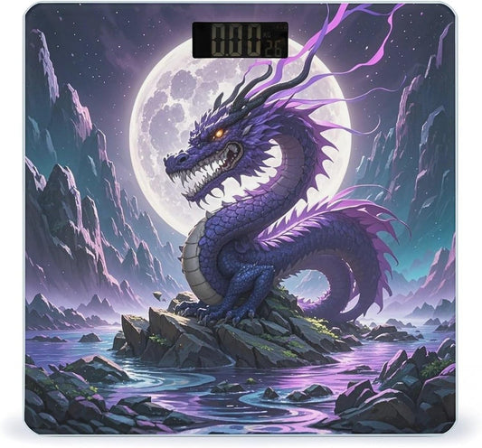 Purple Dragon Purple Moon Bathroom Scale for Body Weight Scales Digital Smart Highly Accurate Bathroom Scales with LCD Display Tempered Glass Non-Slip Automatic Weighing Scale 400 Lb