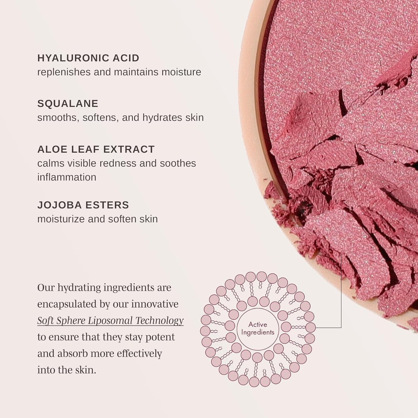 Wander Beauty Hydrating Powder Blush - Lightweight, Peach Blush Makeup with a Blurring, Satin Finish - Buildable Formula with Hyaluronic Acid, Squalane & Aloe Leaf Extract - Peach of Mind - 0.18 oz