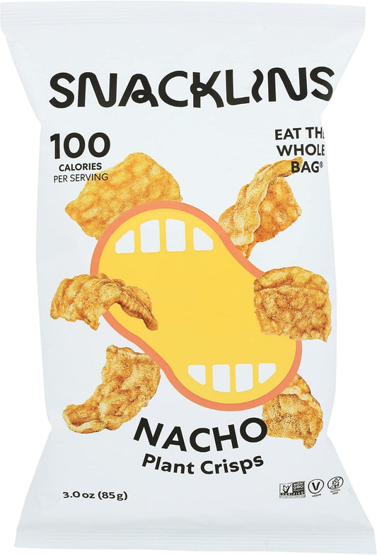 Snacklins Nacho Plant Crisps, 100 Calories Per Serving, Vegan, Kosher, Gluten Free & Non-GMO, 3 Ounce (Pack of 12)