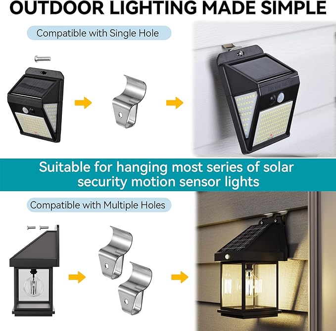 HUXOR 20 Pack Vinyl Siding Hooks for Solar Outdoor Lights, Clips for Hanging Motion Sensor Solar Security Light, Solar Powered Wall Lights, String Lights