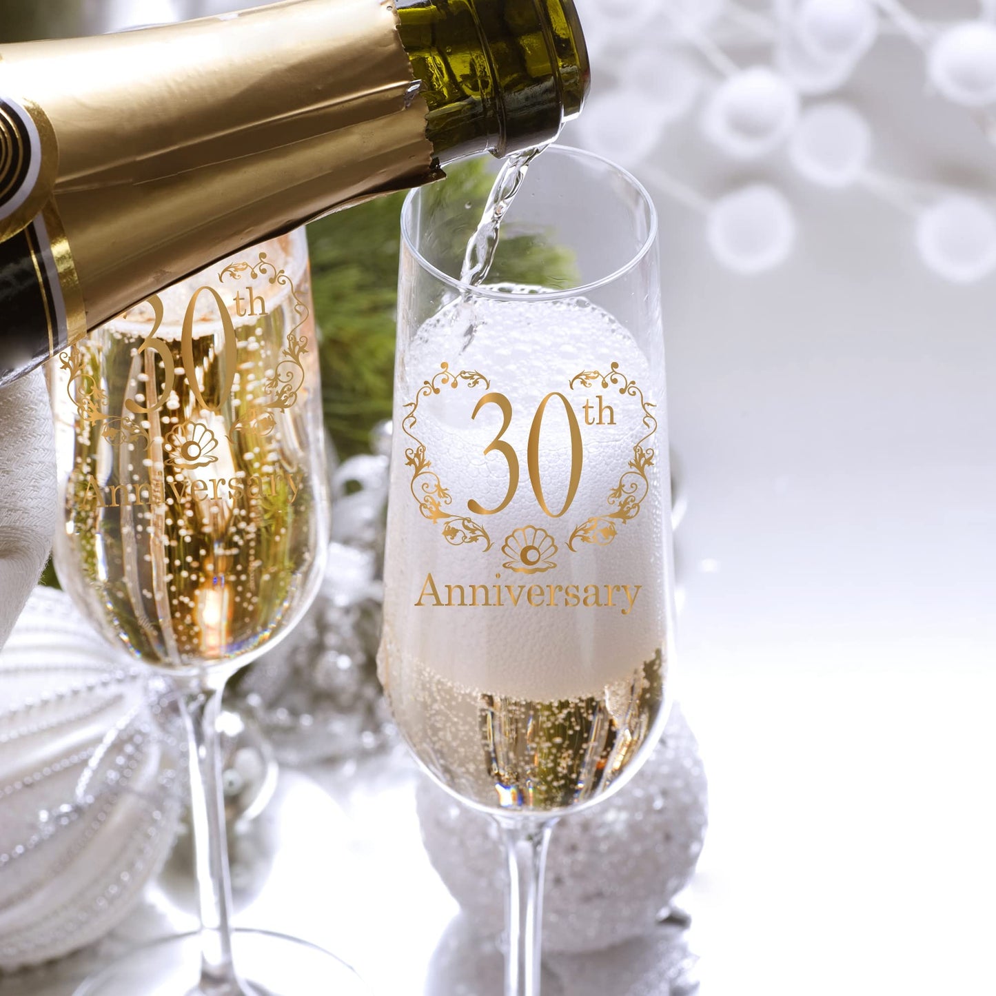 Tom Boy 30th Anniversary Champagne Flutes, 30th Wedding Anniversary Couple Gifts, Wedding Anniversary Champagne Flutes Glasses Set of 2, Couples gifts, Anniversary 30th Gifts for Parents