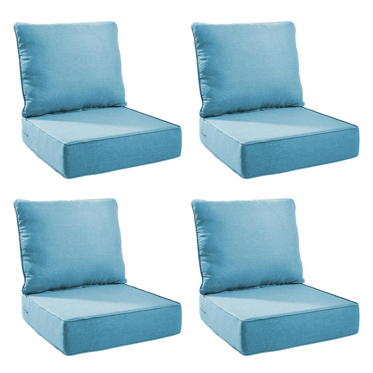 Jelwaly Outdoor Cushion Set for Furniture Patio Furniture, UV Resistant, Water Resistant - 6 Inch Thick Foam Garden Cushionsâ 22x24 Inch Patio Seat Covers for Chair/Sofa/Couch | Light Blue | 4-Pack |