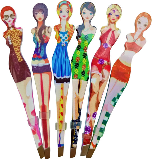 6Pcs Professional Girl Eyebrow Tweezer Stainless Steel Slanted Eyebrow Tweezers Eyebrows Hair Remover Tools Cosmetics Beauty (random color)…