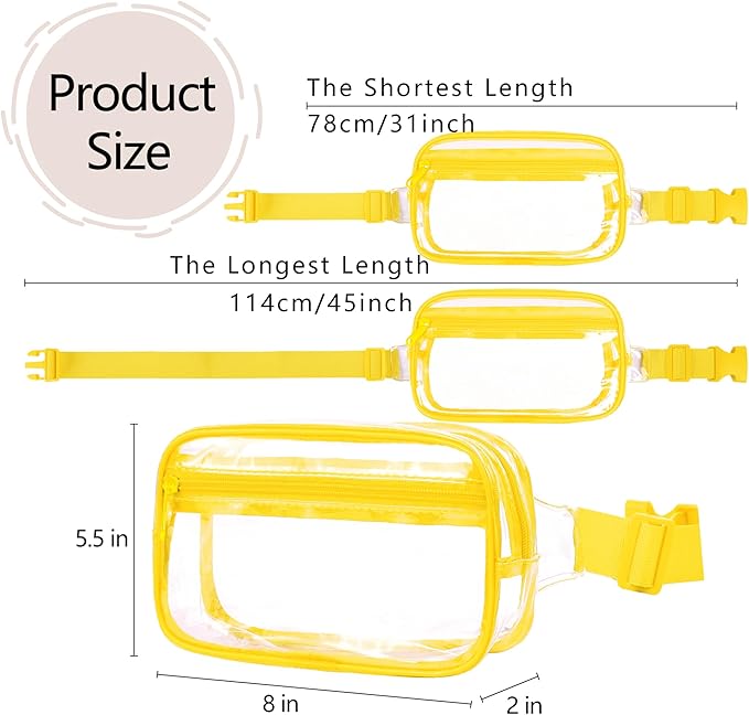 VOROLO Fanny Pack For Women And Men Crossbody Bag Belt Bag with Adjustable Strap Graduation Gifts Clear Yellow