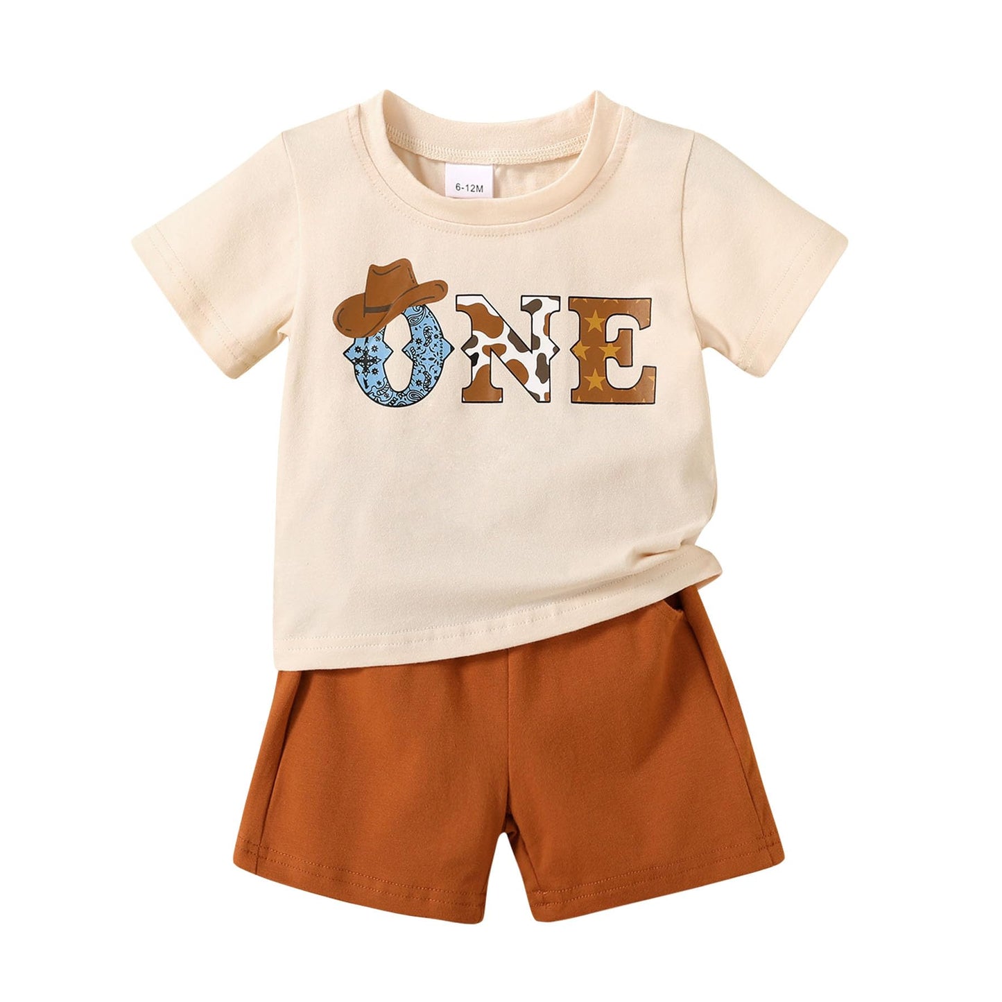Happy Town Baby Boy Summer Clothes One Happy Dude 1st Birthday Outfits Smile Cool Short Sets(My 1st Rodeo One Cowboy,12-18 Months)