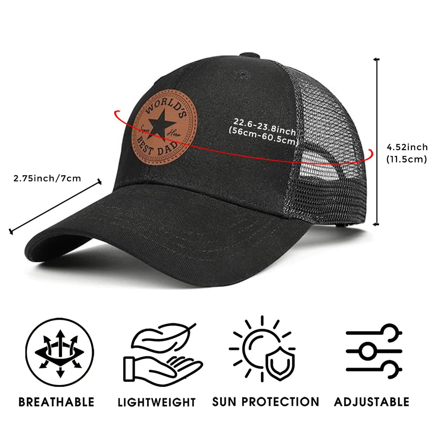 Worlds Best Dad Ever Hat Fathers Day Birthday Gifts for Dad Papa from Daughter Son Black Trucker Hat