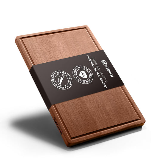 KOBACH Black Walnut Wood Cutting Board â 11"x17" Durable, Non-Toxic Double-Sided Wooden Chopping Board for Kitchen, Butcher Block with Juice Grooves