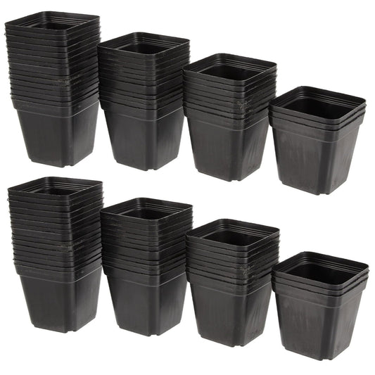FOMIYES Nursery Pots and Independent Growth Chambers 100pcs Plastic Square Black with Drainage Holes for Vegetables and Flowers, for Balcony Gardens and Garden Planting