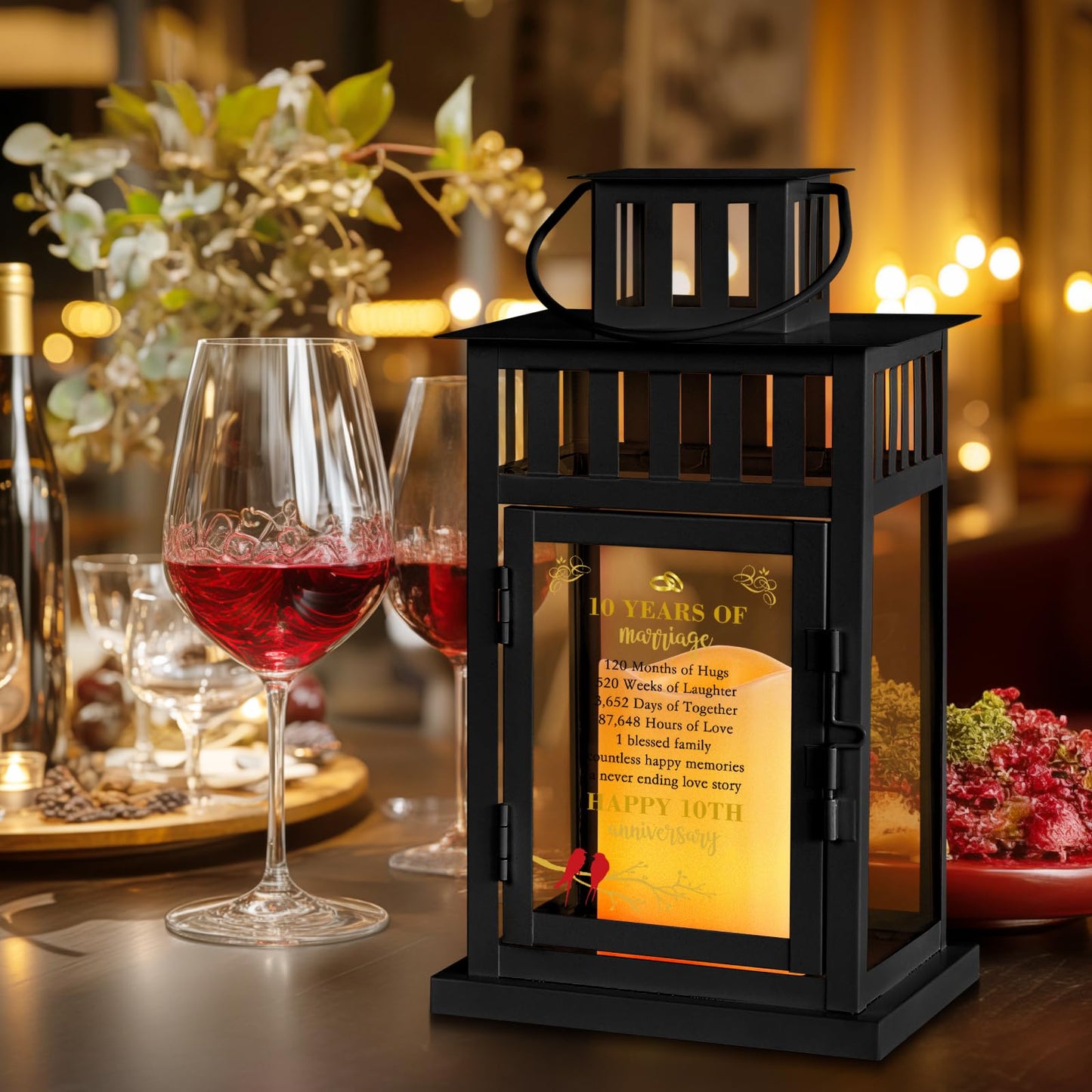 HN HAIINAA 10th Wedding Anniversary Lantern 10 Year Anniversary Wedding Gifts for Wife Couple Parents Husband Grandparents