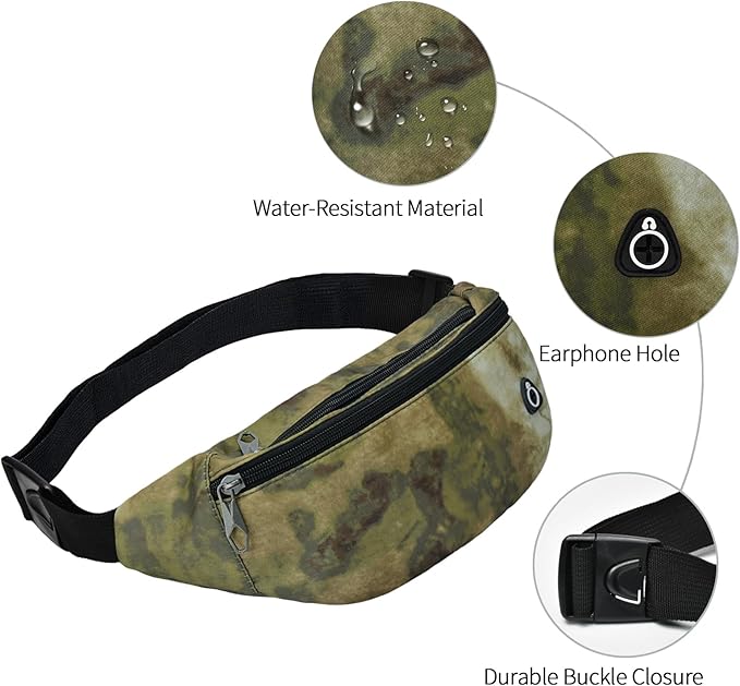 Fanny Packs for Men and Women, Waterproof Sports Waist Pack Bag for Travel Hiking Running Hands-free