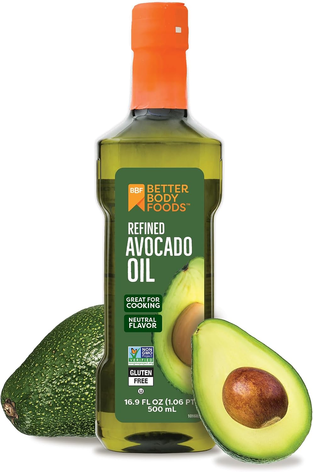BetterBody Foods Refined Avocado Oil, Non-GMO Cooking Oil, Kosher, Keto and Paleo Diet Friendly, Frying, Baking, 500 mL, 16.9 Fl Oz