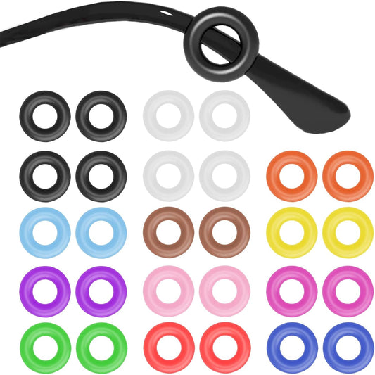 SMARTTOP Silicone Eyeglass Sleeve Retainer Comfort Anti-Slip Temple Tips Ear Pad for Sunglasses Reading Glasses Round 14 pair (Multicolored)