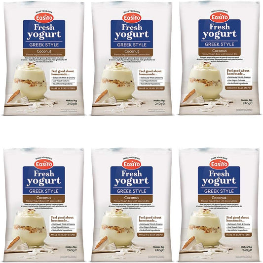 Easiyo Greek & Coconut Premium Yoghurt Mix 240g (Pack of 6)