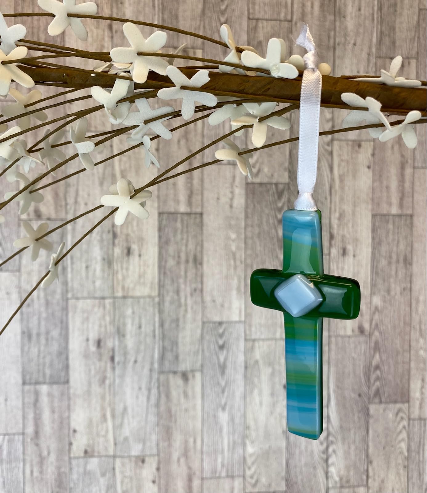 Birthday Cross - Handmade in USA Glass Cross with Sentiment - Christian Birthday Gift for Friends/Colleagues/Family