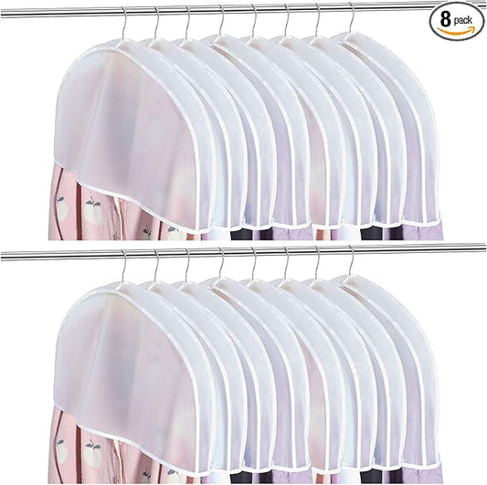 Patelai 8 Pieces Shoulder Covers for Hanging Clothes 24 x 12 x 2 Inches Plastic Garment Dust Covers Protectors with 2" Gusset for Closet Storage Suit, Coats, Jackets, Dress Closet Storage