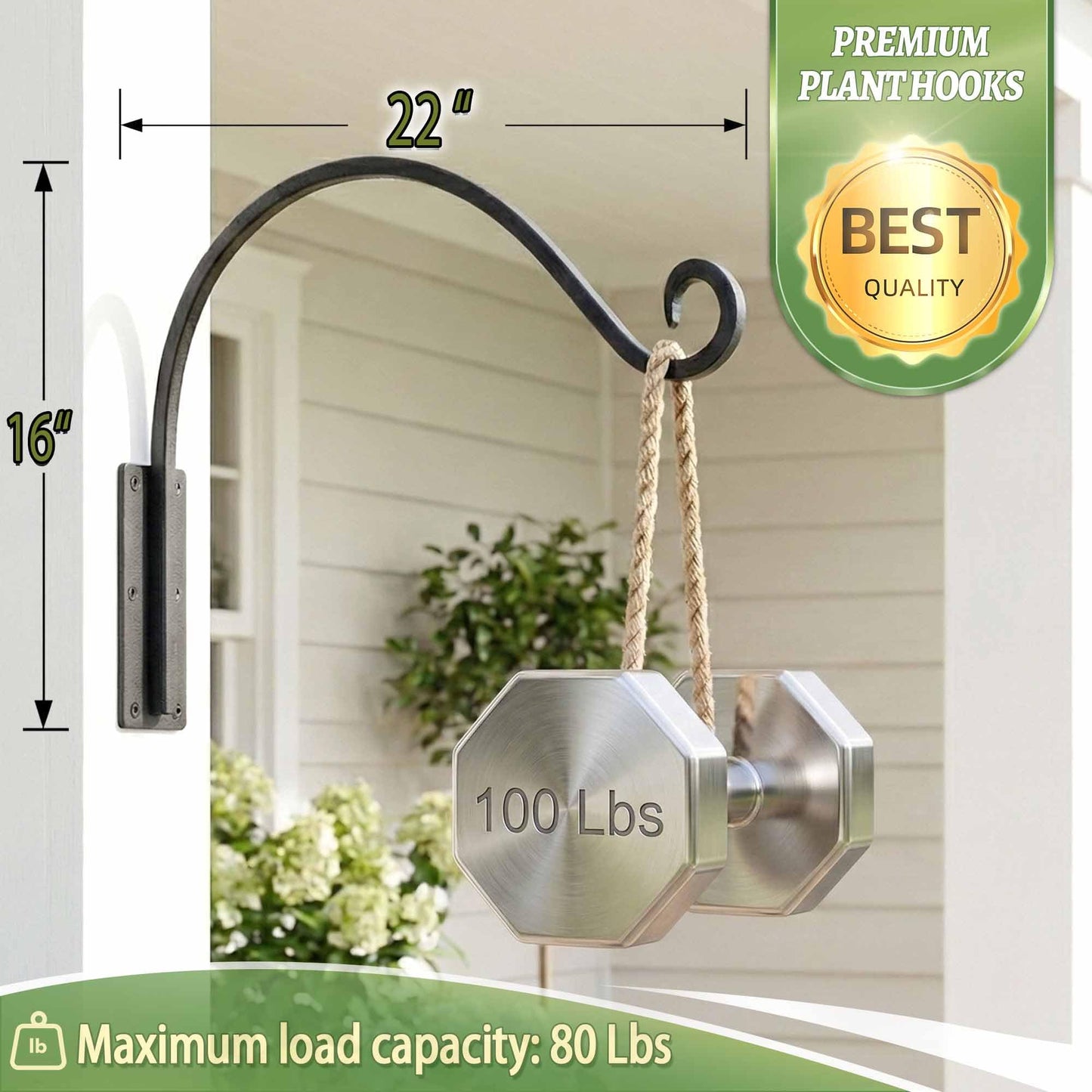 Lifyzoon Heavy Duty Plant Hanger Bracket (22"/Black) Outdoor Hand-Forged Hanging Plant Bracket Durable and Stable Bird Feeder Hanger"