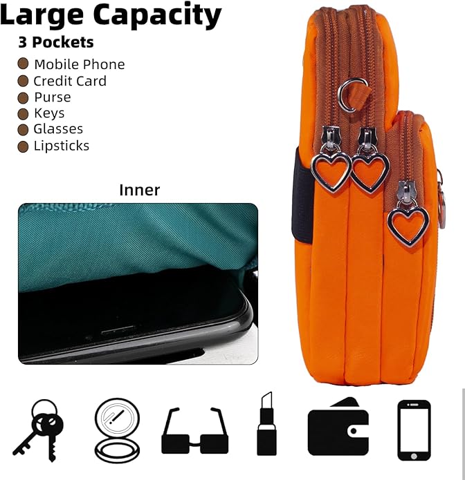 JANKS Small Crossbody Bag for Women - Mini Phone Purses with Crossbody Strap and Wallet - Nylon Arm Bag