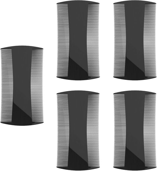 5 Pack Double-Sided Pocket Comb for Hair, Beards & Mustaches | Fine & Coarse Teeth, Everyday Comb For Detangling Knots, Beard Care & Grooming