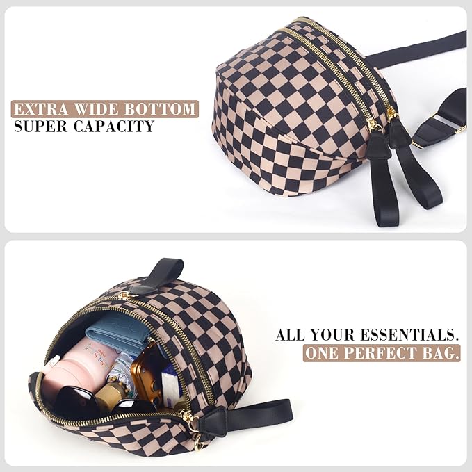 Checkered Crossbodys Bag Bum Bag for Women, Spacious Sling & Stylish Bum Bag for Travel, Concerts, Festival, Nylon Fanny Pack Belt Bag