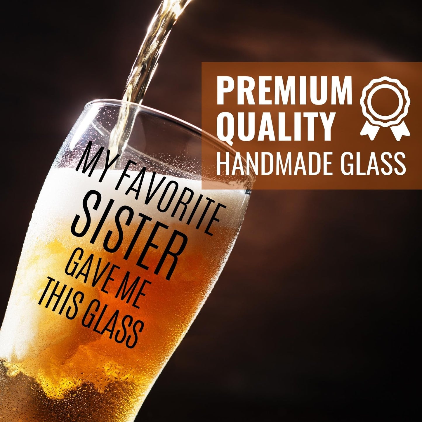 Onebttl Brother Gifts from Sister, Beer Glass Funny Gift Idea for the Best Brother for Christmas, Father's Day, Birthday, Box and Greeting Card Included
