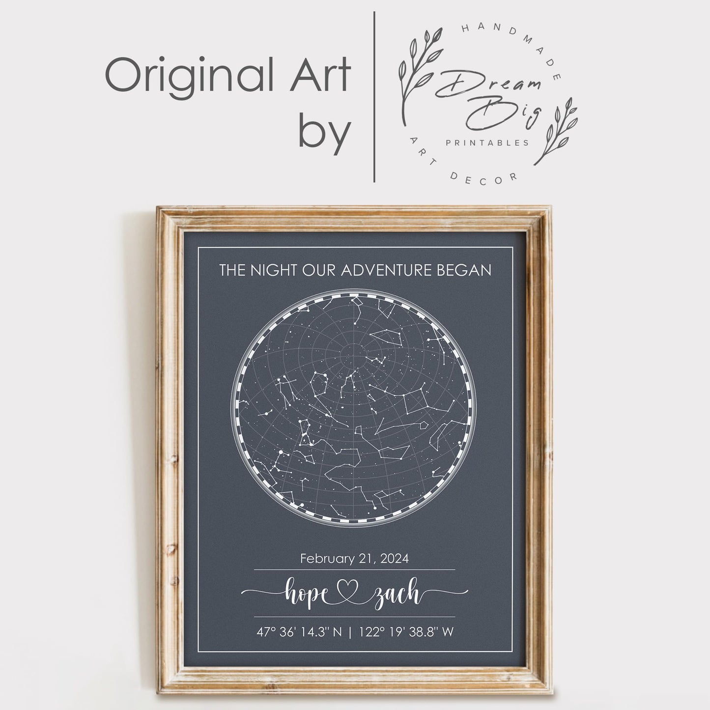 Custom Star Map for Specific Date Art Print | Personalized Star Map | Night Sky Constellation | Anniversary Gifts for Men | Unique Gift for Father's Day, Weddings, Girlfriends, Boyfriends