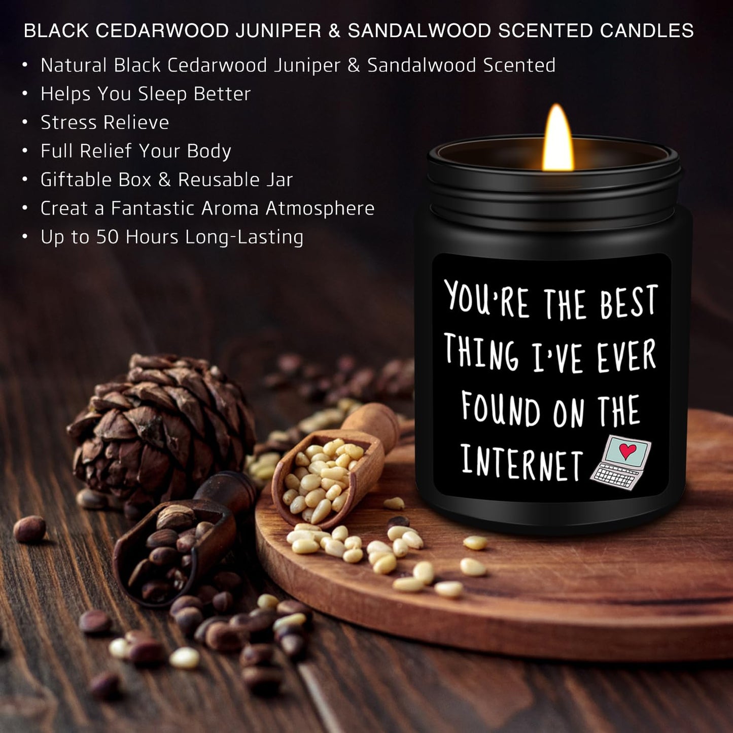 Anniversary Birthday Gifts for Men, Gifts for Boyfriend, Funny Romantic Wedding Gift for Men, Him, Boyfriend, Husband, Best Friends, Lover, Black Cedar Juniper Sandalwood Candle