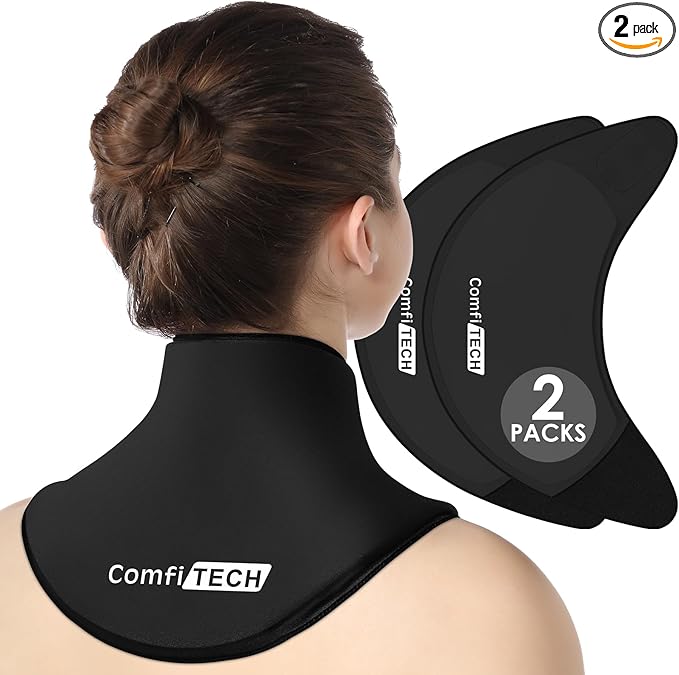 ComfiTECH Neck Ice Pack Wrap Gel, Cooling Pad for Cervical and Shoulder, Large, 2 Packs