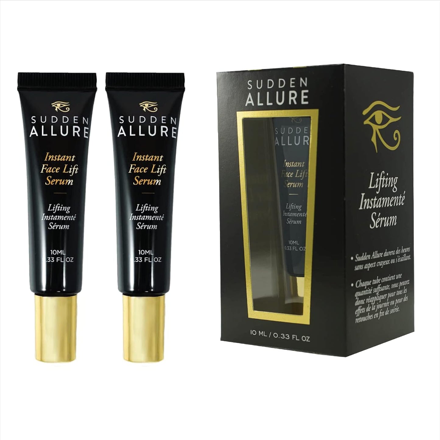 Sudden Allure Instant Face Lift Serum â Erase Under Eye Bags & Wrinkles in 60 Seconds - Firming Face & Eye Serum Cream - Instantly Tighten & Reduce Eye Bags & Crows Feet | Made in USA (10 ml, 2 Pack)