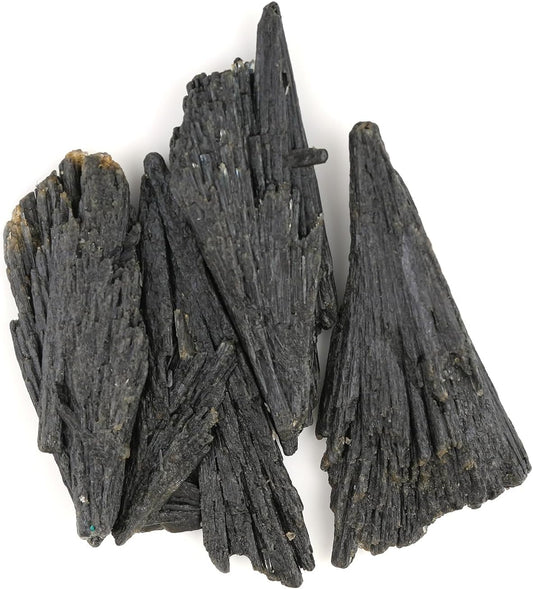 ColouredRocks 4pcs BLACK KYANITE FANES, Raw Crystals, Raw Stones, Rough Gemstones, Jewelry Making Supply, Cabbing, Polishing, Cutting, DIY, Crafts, (35+ mm.)