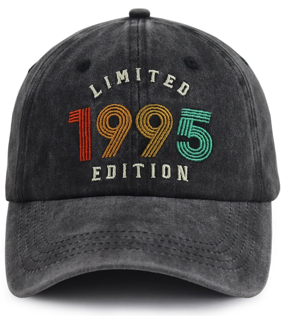 KKMKSHHG 30th Birthday Decorations for Women Men, 30th Birthday Gifts for Her Him, Limited 1995 Edition Hat, 30 Year Old Party Supplies Baseball Cap for Wife Black