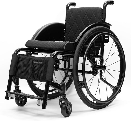 Lightweight Sports Wheelchair for Adults, Detachable Wheelchair, Transport Wheelchairs, All Terrain Wheelchair, Self-propelled Manual Chair with Anti-Tipper(Size:44cm/17.3in,Color:Black)