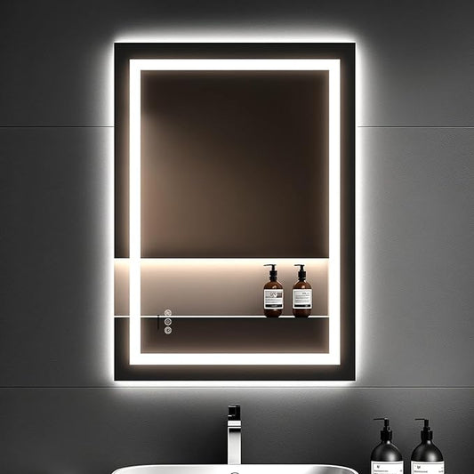 36x24 LED Bathroom Mirror with Lights â Anti-Fog, Dimmable, Backlit & Front Lit Lighted Vanity Mirror for Wall â Smart Bathroom Mirror with Memory Function, Shatterproof Tempered Glass