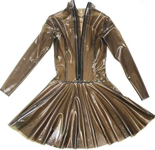 Transparent Latex Dress, Sexy Latex Dress, Back Zip,Clear,L