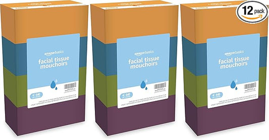 Amazon Basics Facial Tissue, 2-Ply | 1920 Count | 12 Packs of 160