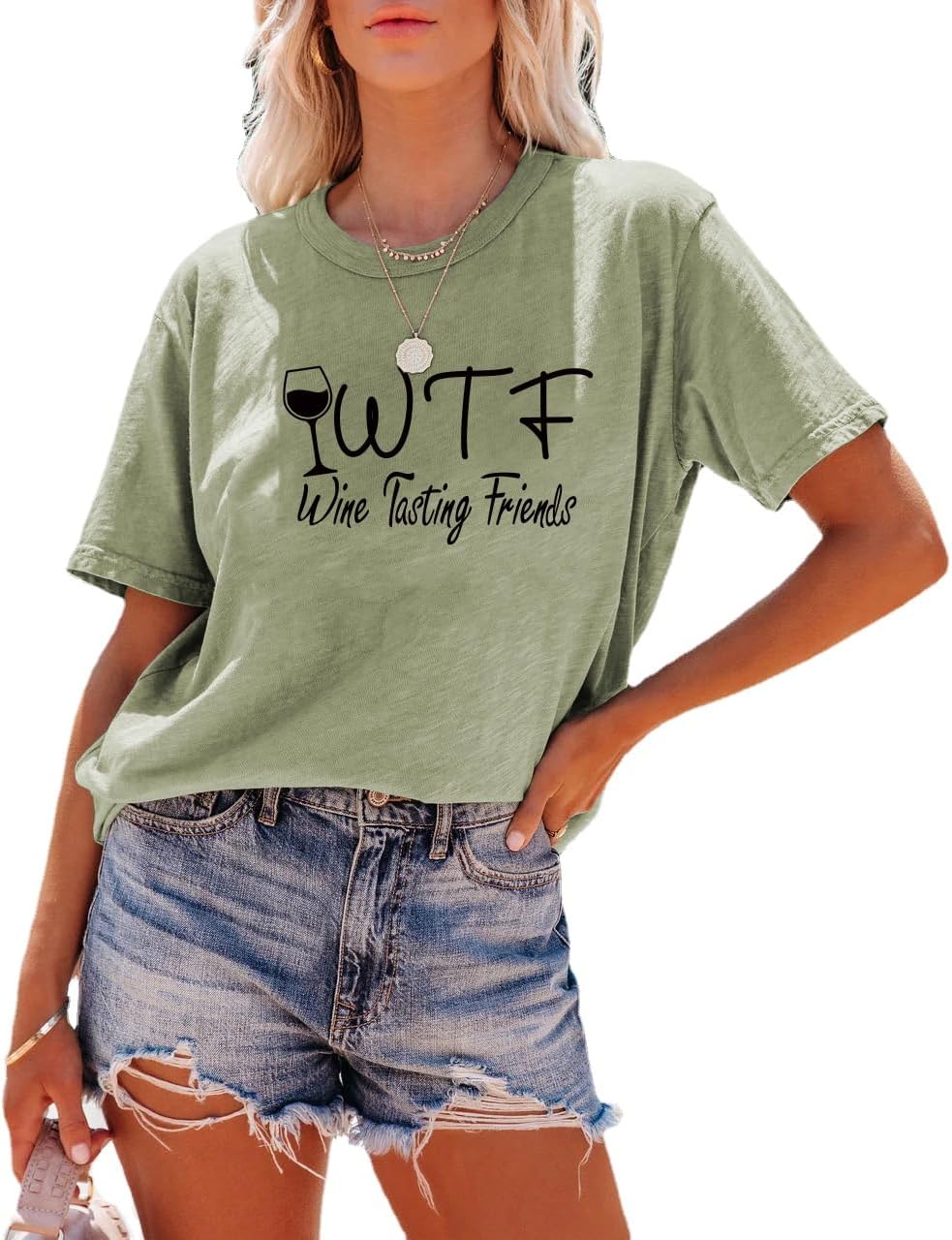 YourTees Women WTF Wine Tasting Friends Tshirt